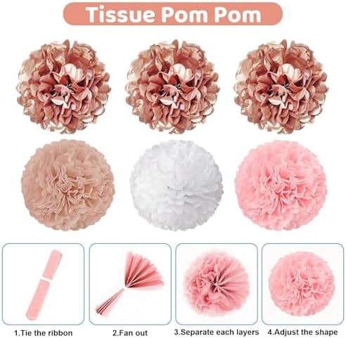 Ouddy Party Rose Gold Baby Shower Decorations for Girls with Fringe Curtain - Image 4