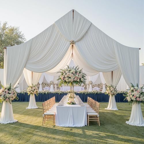 50ftx40ft Ivory Ceiling Curtain for Wedding Parties by PartyVillage