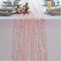 Pink and Gold Table Runner 10 Ft Metallic Foil Glittery Sheer Gauze Decor by Snowkingdom