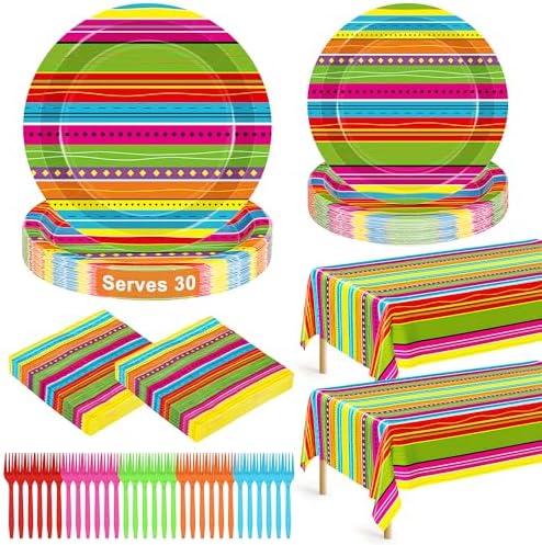 122 Pcs Day of the Dead Paper Plates and Napkins Sets 30 Mexican Tablecloth by QZYL