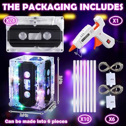 Halloscume 6 Sets 90s Party Decorations Neon Disco Cassette Tape - Image 2