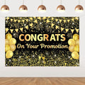 5x3ft Congrats on Your Promotion Backdrop Black and Gold by JOYMEMO