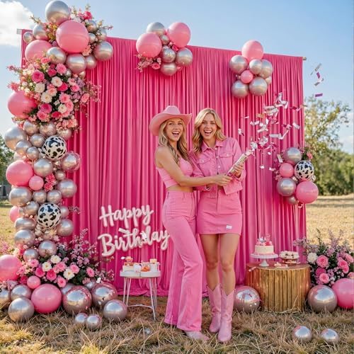 50x10ft Hot Pink Backdrop Curtain Panels for Parties - Wrinkle Free Polyester Photo Curtain Backdrop Wedding Back Drop Fabric Drapes for Party Decorations Background for Photography - Image 4