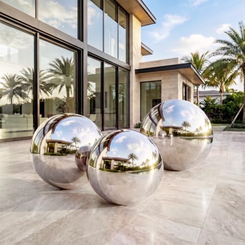 3PCS Inflatable Mirror Ball,Reusable Mirror Ball Large Event Decoration PVC Ball for Party,Concerts,Stage,Wedding Decorations (Silver, 3pcs:23.6In+23.6In+23.6In+Pump) by FloatPartyEnjoy