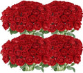 Hananona 100 Pcs Artificial Roses, Realistic Silk Red Flowers Bulk by HANANONA