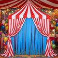 Breling 4 Pcs Carnival Circus Decor Backdrop Tent with Canopy ，Red Blue by Breling