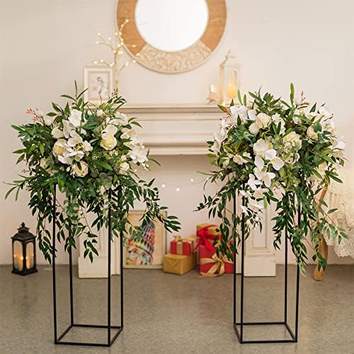 Sziqiqi Black Geometric Centerpiece Column Flower Stand, 2Pcs, 31.5in - Image 6