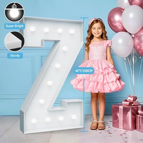 4FT Marquee Light Up Letter Z, Foam Board & Water Bag, 12 Bulbs for Party - Image 3