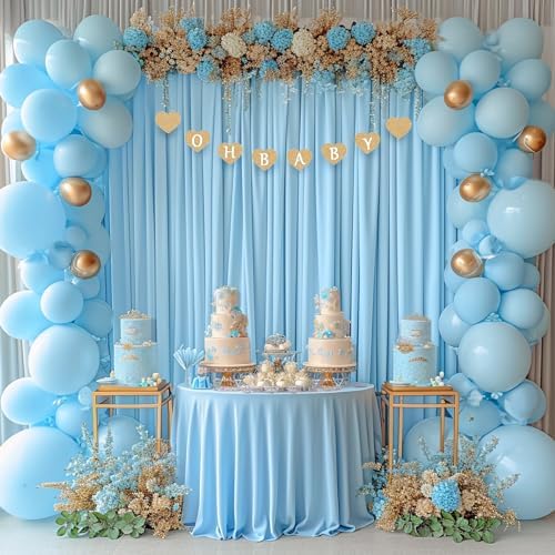 40x10FT Baby Blue Backdrop Curtains for Wedding Parties, Wrinkle Free Polyester Photography Backdrop Drapes for Wedding Baby Shower Birthday Parties Stage Background Stand Decorations 4x10ft,10 Panels - Image 4