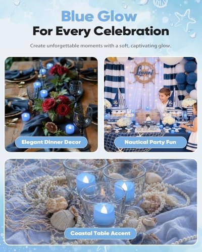 Homemory 50-Pack Light Blue Flameless Battery Tea Light Candles, 200+ Hours - Image 7