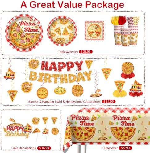 Xynic Pizza Party Decorations Tableware Set,Serves for 25 Guests - Image 3