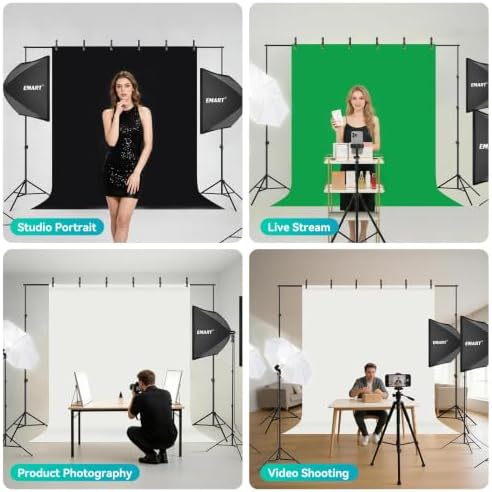 EMART Photography Lighting Kit with 8.5x10Ft Backdrop Stand,6x9FT Backdrops - Image 5