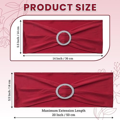 MDS Pack of 150 Spandex Chair Sashes for Wedding Party & Event – Apple Red - Image 2