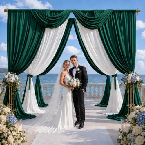 10x10 FT Green Backdrop Curtains for Weddings, Parties and Photo Booths - Image 2
