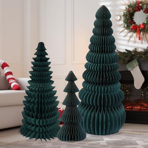 3 Pcs Large Honeycomb Christmas Tree,Classic,Green by Unknown