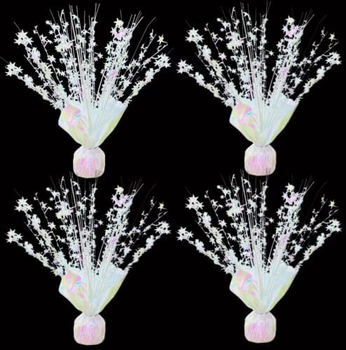 4 Pack Metallic Foil Spray Centerpiece Stars for Wedding, Birthday, Anniversary, Christmas Table Decor, Holiday Festival Baby Shower Graduation Mantle Party Decorations (Lridescent) by Unknown