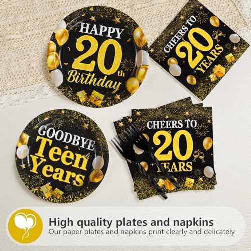 Grencian 96 Pcs Happy 20th Birthday Party Decorations, Serves 24 - Image 3