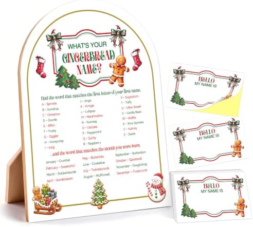 Christmas What's Your Gingerbread Name Game, Holiday Party Decor Sign by Unknown