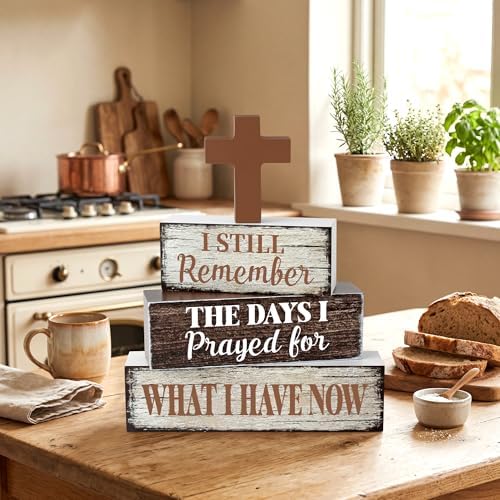 4 Pcs Bible Wooden Tiered Tray Decor, Christian Table Decorations Gifts - Image 7