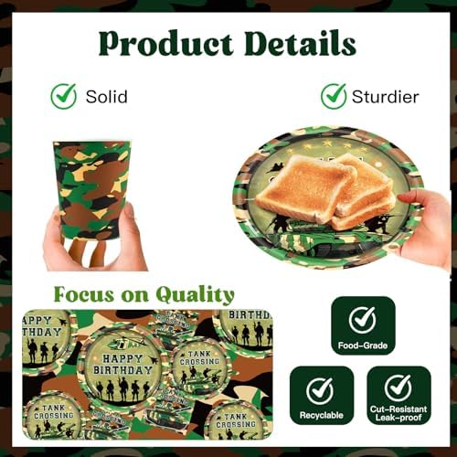 182Pcs Camo Birthday Party Supplies,Serves 30 - Image 3
