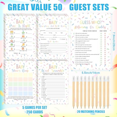 Patelai 322 Pcs Baby Shower Games Don't Say Baby Sign Clothespins Cards - Image 3