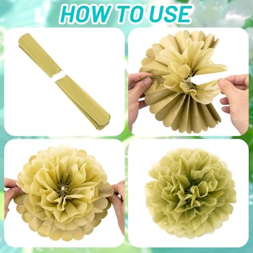 SUNBEAUTY Teal and Gold Party Decorations Teal Birthday Decorations for Women Teal Blue Hanging Paper Fans Tissue Pom Poms Happy Birthday Banner for Baby Showers Wedding Engagement Party - Image 6