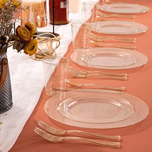I00000 102 Pcs Gold Glitter Plastic Plates, Gold Glitter Disposable Plates - Image 6