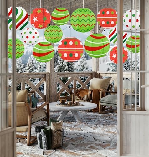 15Pcs Christmas Hanging Elf Paper Lanterns Party Decorations Indoor - Xmas Ornaments Decor for Winter, Birthday Party Ceiling Supplies - Image 6