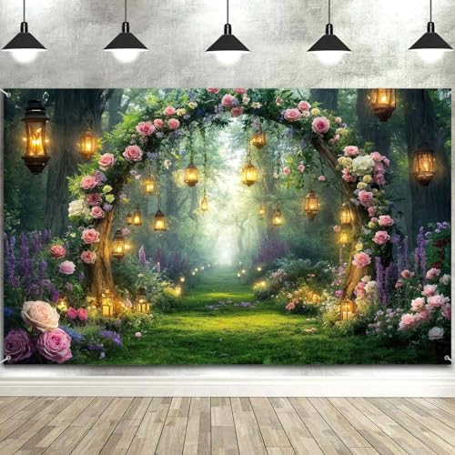 5x4ft Purple Flower Wedding Photography Backdrop Lavender Floral Wedding Bridal Photography Backdrop Anniversary Birthday Baby Shower Girl Party Banner Photo Booth Props Background Wall Decor - Image 6