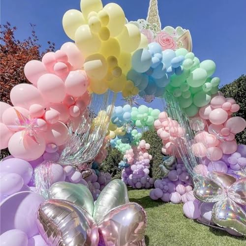 MEBAY Pastel Balloon Garland Arch Kit 146Pcs Macaron Pink Blue White Yellow Latex Balloons Different Sizes 18 12 10 5 Inch for Gender Reveal Baby Shower Wedding Birthday Party Decoration - Image 6