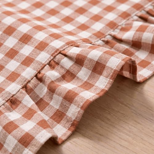 Artoid Mode Caramel Farmhouse Plaid Gingham Ruffle Table Runner, Seasonal Scalloped Fall Kitchen Dining Table Decoration for Home Party Decor 13x60 Inch - Image 5