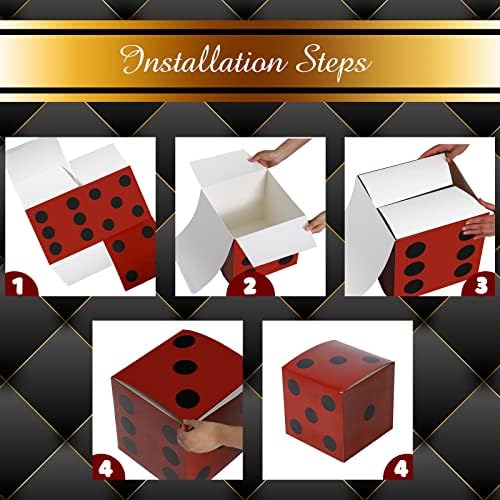 Ctosree 12 Pcs Large Casino Dice Box Casino Party Decor, Black, White, Red - Image 3