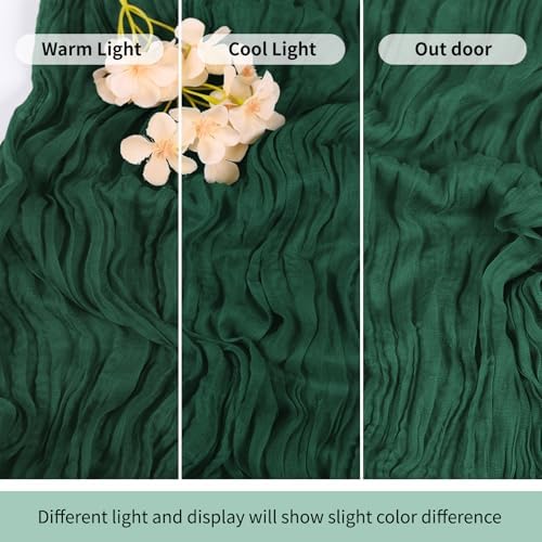 3 Pack Emerald Green Cheesecloth Table Runner 17x108 Inch Semi Sheer Boho Gauze Cheese Cloth Fabric Table Runners Table Decor for Wedding Party Baby Shower Birthday Home Decor Garden Farmhouse - Image 7