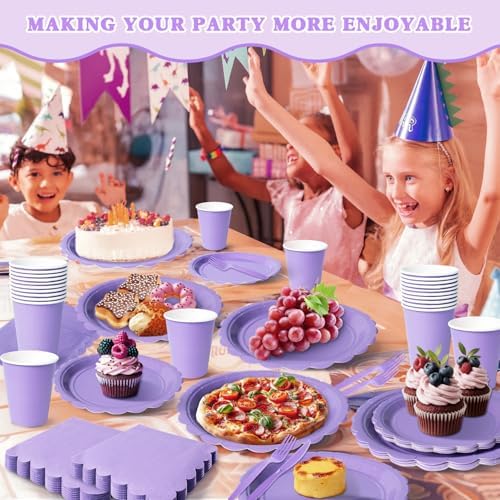 Vyntra 350 Pcs Lavender Paper Plates and Napkins Party Supplies - Image 6