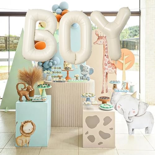 40 Inch Beige BOY Balloons, Large Cream White Sand BOY Balloon Letters with Ribbon, Ivory Alphabet Boy Balloon for Him Birthday Baby Boys Shower Boy or Girl Gender Reveal Party Decorations Supplies - Image 6