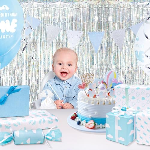 5 Pack Silver Foil Curtain Backdrop 3.2ft x 9.8ft Metallic Tinsel Foil Fringe Curtains Streamer Photo Booth Backdrop for Birthday Party Engagement Bachelorette Party Decorations - Sparkle Silver - Image 5