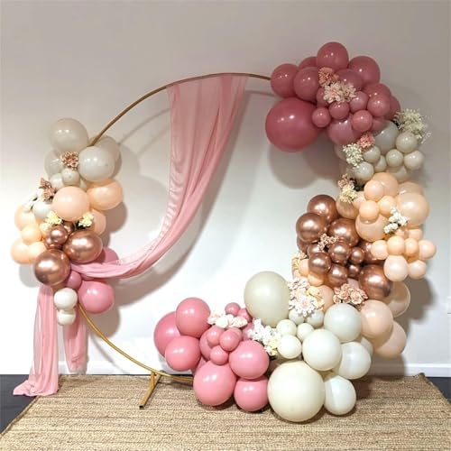 Dusty Pink and Rose Gold Balloons, 12In Retro Blush Pink Beige White Balloons with Metallic Rose Gold Confetti Latex Balloons Set for Girls Women Birthday Baby Bridal Shower Wedding Party Decorations - Image 2