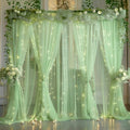 30ft x 10ft Green Backdrop Curtain with Lights String for Parties, Sheer Tulle Wedding Photo Backdrops Drapes for Baby Shower Birthday Party Decorations Background for Photography by Shillance