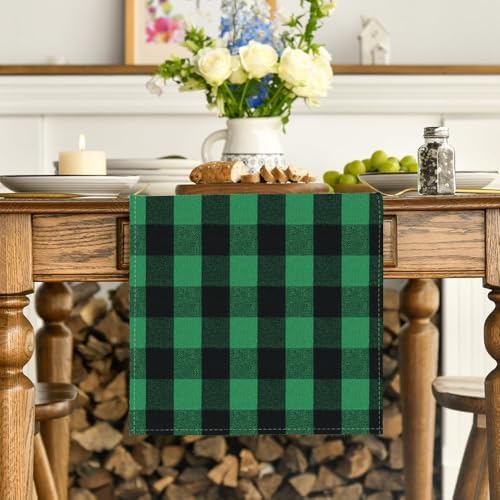 Artoid Mode Green and Black Buffalo Check Summer Table Runner 13x72 Inch - Image 2