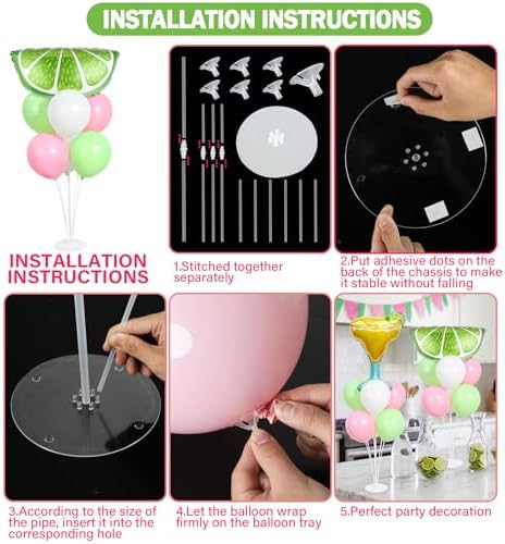 Naozinebi 4 Sets Margarita Birthday Party Balloons Stand Kit Party Decor - Image 3