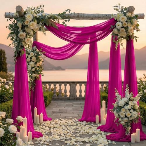 Pack of 1 Wedding Arch Drape Panel Fabric 30" x 75ft - Magenta - Image 4