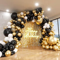 Black and Gold Balloon Arch Kit, ADOINBY 140Pcs Black White Metallic Gold Confetti Latex Balloons 18 12 10 5 Inch Different Size Balloons for Birthday Anniversary Graduation Wedding Party Decorations by ADOINBY