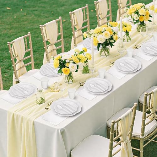 175 Pcs White Plates and Napkins Set White Party Supplies Serve 25 Guest - Image 6