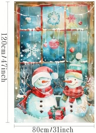 BlissYard Snowy Snowman Christmas Window Banner 31x47 Fabric - Image 2
