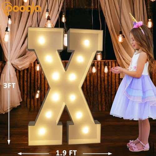 Pooqla 3 FT Marquee Letters, Light Up Letter X, Cool White and Warm White - Image 5