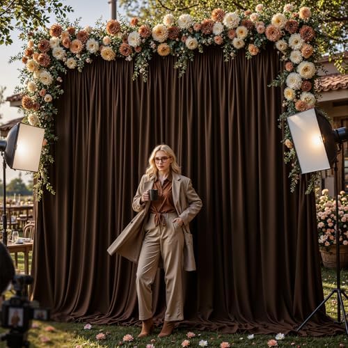 20x10ft Brown Backdrop Curtain Panels for Parties - Wrinkle Free Polyester Photo Curtain Backdrop Wedding Back Drop Fabric Drapes for Party Decorations Background for Photography - Image 4