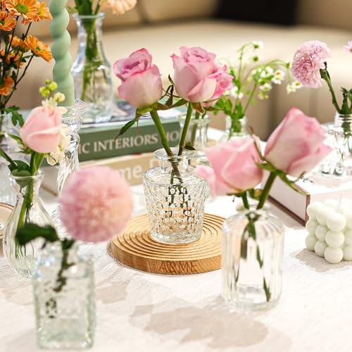 Arme Glass Bud Vase Set of 32 Pcs，Small Glass Vases for Flowers，Clear Bud Vases in Bulk，Vintage Vases for Centerpieces，Small Glass Bud Vase for Rustic Wedding Decorations，Home Table Flower Décor - Image 5