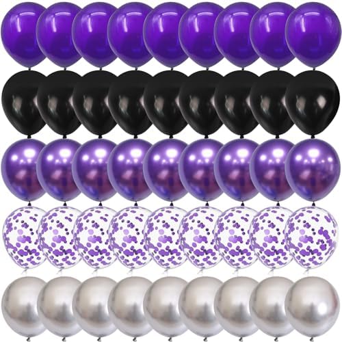 Purple and Black Balloons, 60 Packs 12 Inch Latex Balloon by Togvu
