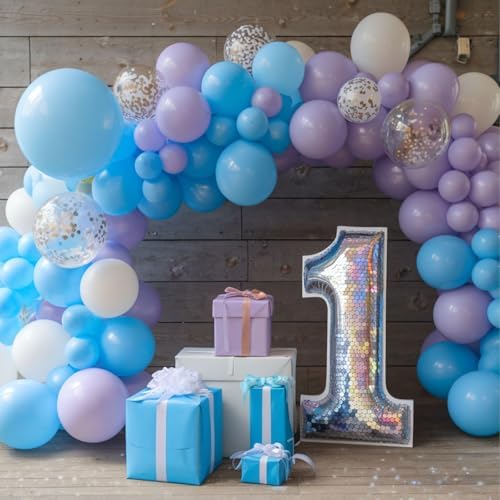 Frozen Balloons, 12 Inch Blue and Purple Balloons, Metallic Silver Blue Frozen Print Snowflake Confetti Balloon for Girls Woman Ice and Snow Winter Theme Birthday Party Decorations - Image 5
