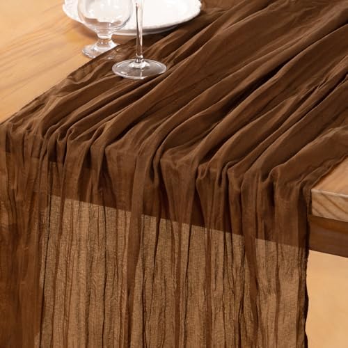 DeZerlor Brown Cheesecloth Table Runner 1 Pack Fall Runner by DeZerlor